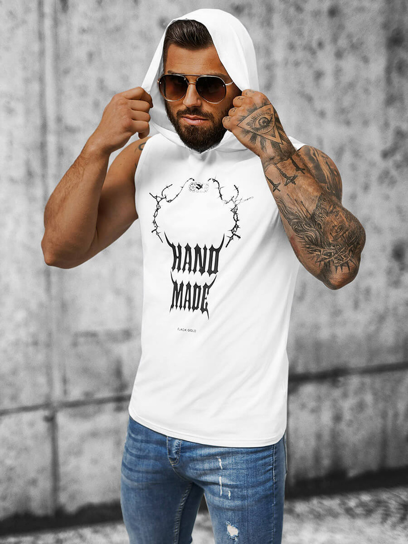 Ανδρικό αμάνικο μπλουζάκι λευκό OZONEE NB/MT3024