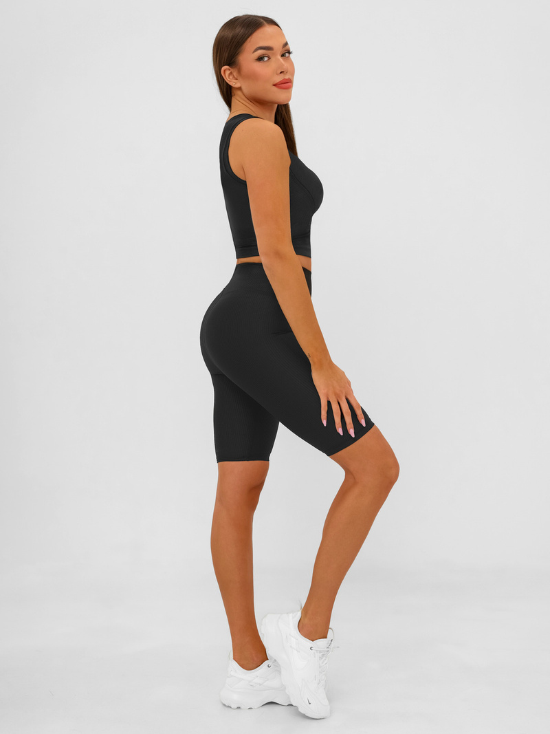 Κοντό μαύρο γυναικείο κολάν OZONEE JS/17K597/3