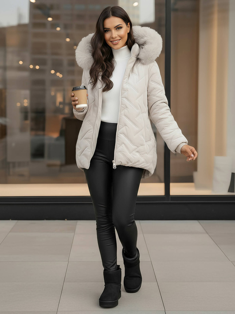 Γυναικείο μπουφάν ανοιχτό-γκρι OZONEE JS/16M9296/280Z