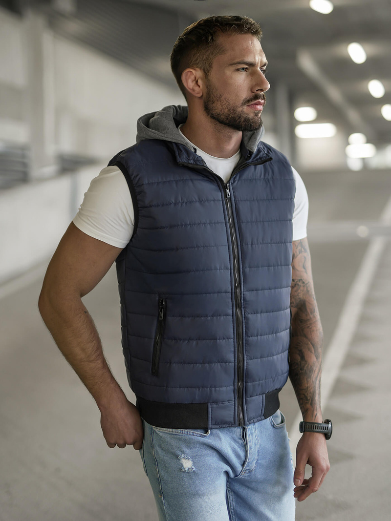 Ανδρικό αμάνικο μπουφάν ναυτικό μπλε OZONEE JS/8M983/215Z