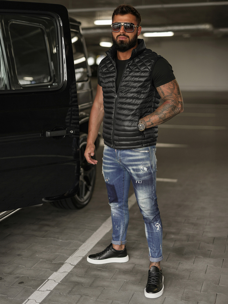 Ανδρικό αμάνικο μπουφάν μαύρο OZONEE JS/16M9333/392BZ