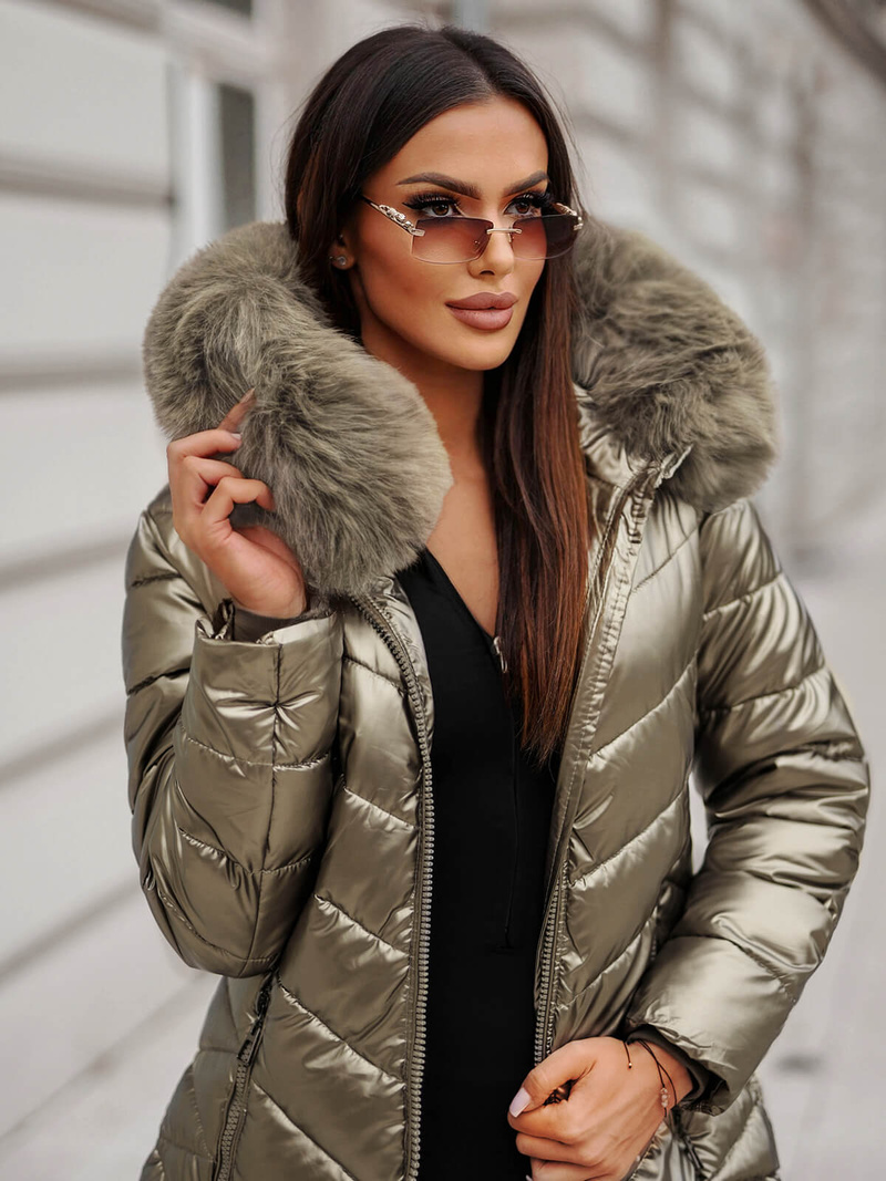 Γυναικείο μπουφάν χρυσός OZONEE JS/16M9100/403Z