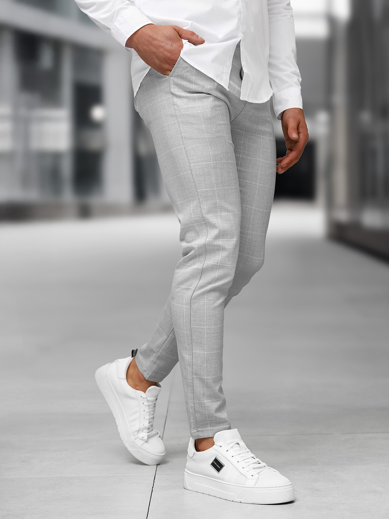 Ανδρικό παντελόνι chino γκρι OZONEE DJ/5505Z