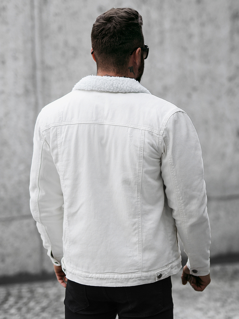 Ανδρικό τζιν μπουφάν σέρπα λευκό OZONEE NB/MJ541Z