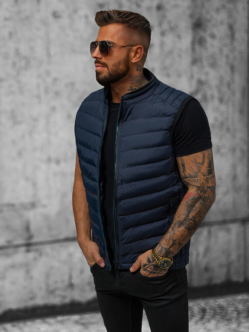 Ανδρικό αμάνικο μπουφάν ναυτικό μπλε OZONEE N/7133Z