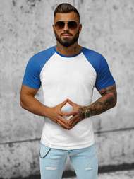 Ανδρικό μπλουζάκι ασπρό-μπλε OZONEE JS/8T82/16Z