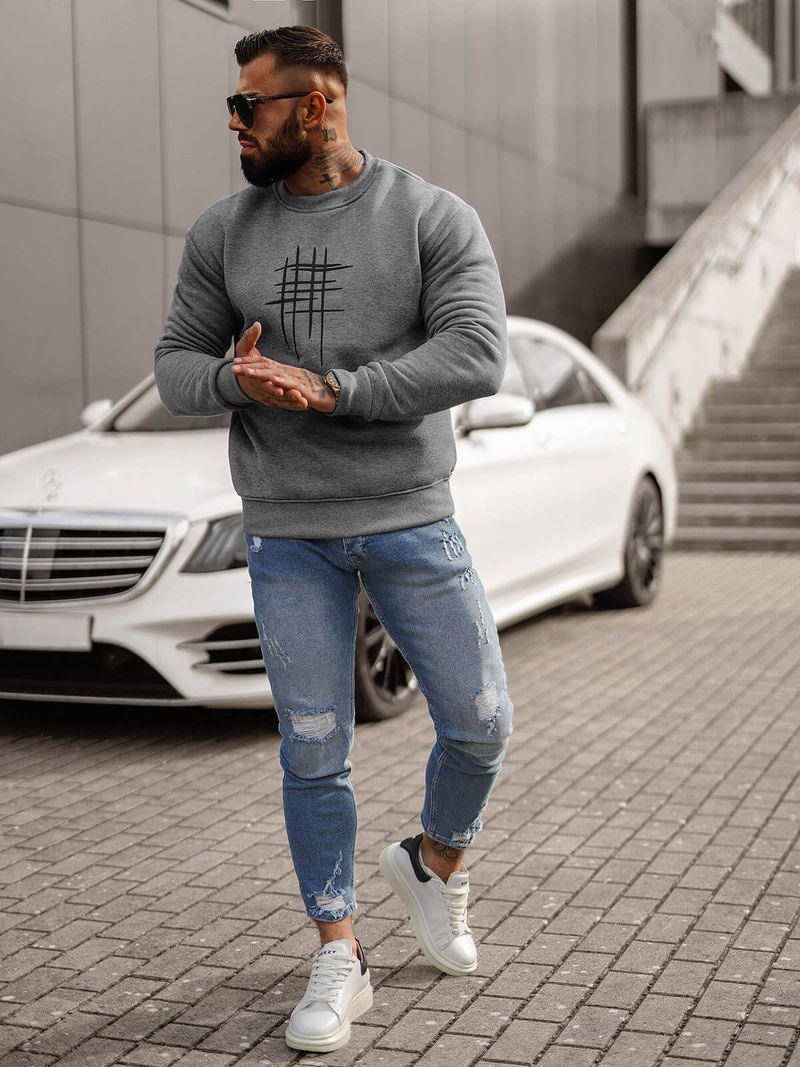 Ανδρικό Φούτερ γραφίτη OZONEE JS/8B1361/5