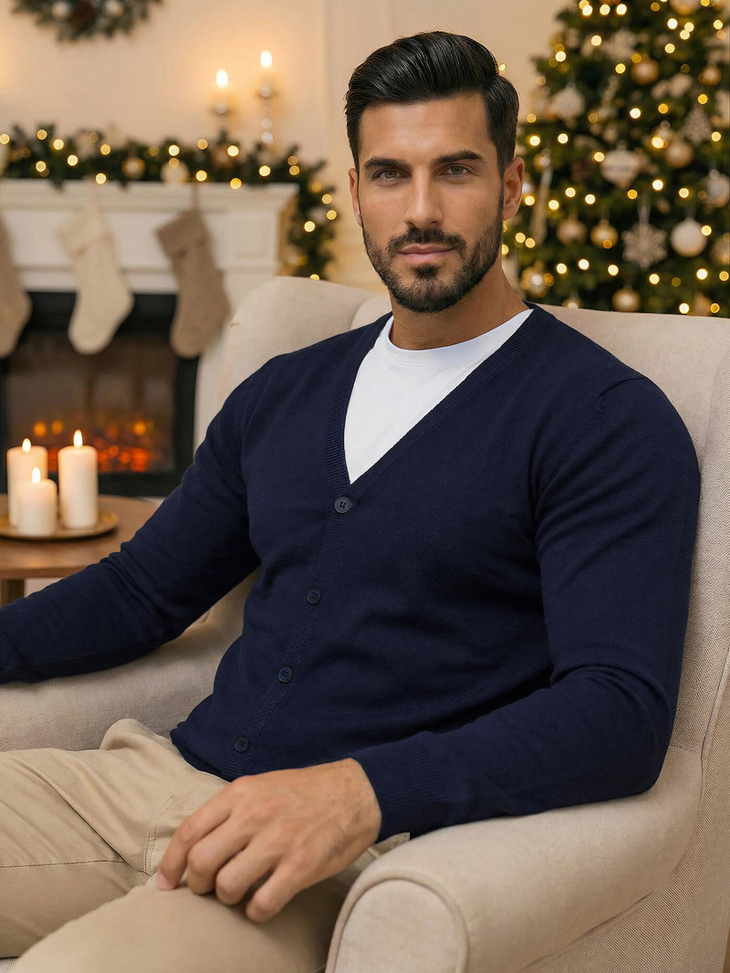 Ανδρικό πουλόβερ ναυτικό μπλε OZONEE NB/MM6006/6Z