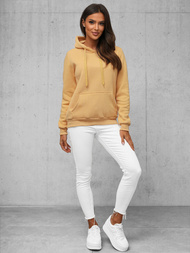 Γυναικείο φούτερ με κουκούλα mπεζ OZONEE JS/W02/160Z