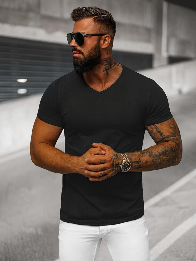 Ανδρικό μπλουζάκι μαύρο OZONEE JS/712007Z