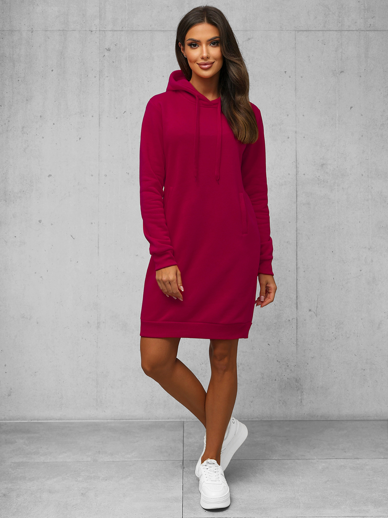 Γυναικείο φούτερ με κουκούλα μπορντό OZONEE JS/YS10005/21Z