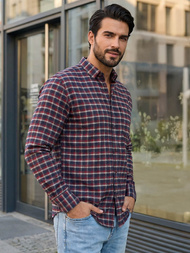 Ανδρικό πουκάμισο μπορντό OZONEE V/V176Z