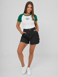 Γυναικείο μπλουζάκι ασπρό-πράσινο OZONEE JS/R61627