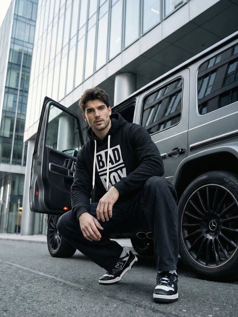 Ανδρικό Φούτερ με Κουκούλα μαύρο OZONEE JS/65B3909/3Z