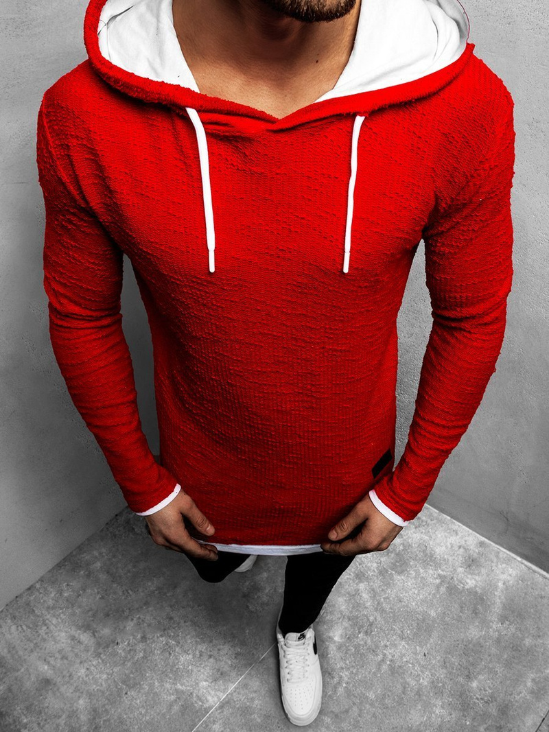 Ανδρικό φούτερ με κουκούλα Κόκκινο OZONEE O/1252Z