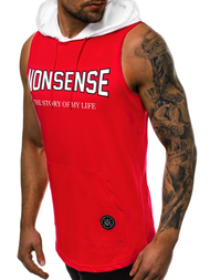 Ανδρικό μπλουζάκι με κουκούλα Κόκκινο OZONEE MAD/2882Z