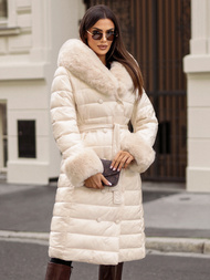 Γυναικείο παλτό mπεζ OZONEE JS/5M3160/254/BZ