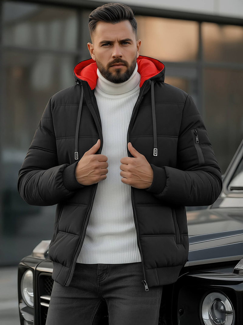 Ανδρικό μπουφάν mαύρος OZONEE JS/31M5003Z