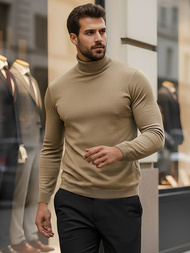 Ανδρικό πουλόβερ kαμήλα OZONEE V/V24504