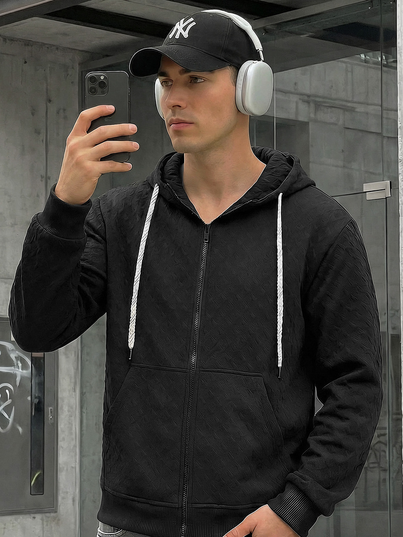 Ανδρικό Φούτερ με Κουκούλα μαύρο OZONEE O/G3066