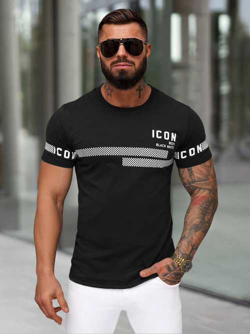 Ανδρικό μπλουζάκι μαύρο OZONEE JS/8B1701/3