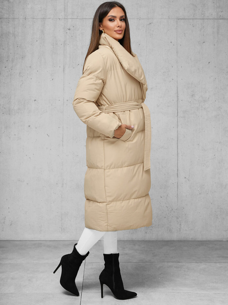 Γυναικείο χειμερινό μπουφάν mπεζ OZONEE JS/M737/62Z