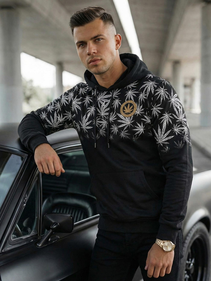 Ανδρικό Φούτερ με kουκούλα μαύρο OZONEE O/B272Z