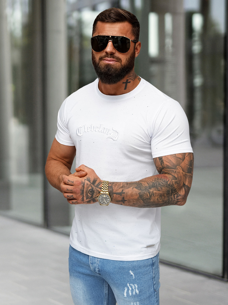 Ανδρικό μπλουζάκι λευκό OZONEE O/QQ1386