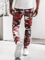 Ανδρικό παντελόνι jogger μπορντό-μπεζ OZONEE A/0853