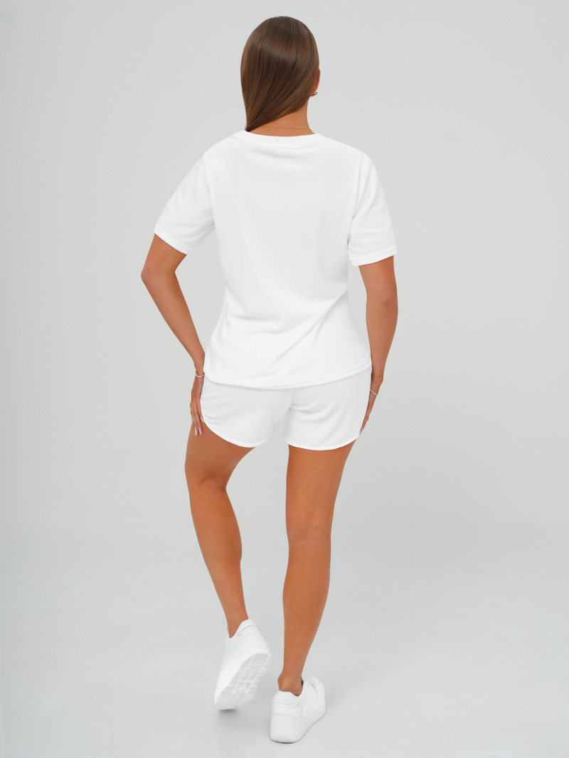 Γυναικείο βελούδινο σετ φόρμας λευκό OZONEE JS/35C1717/1