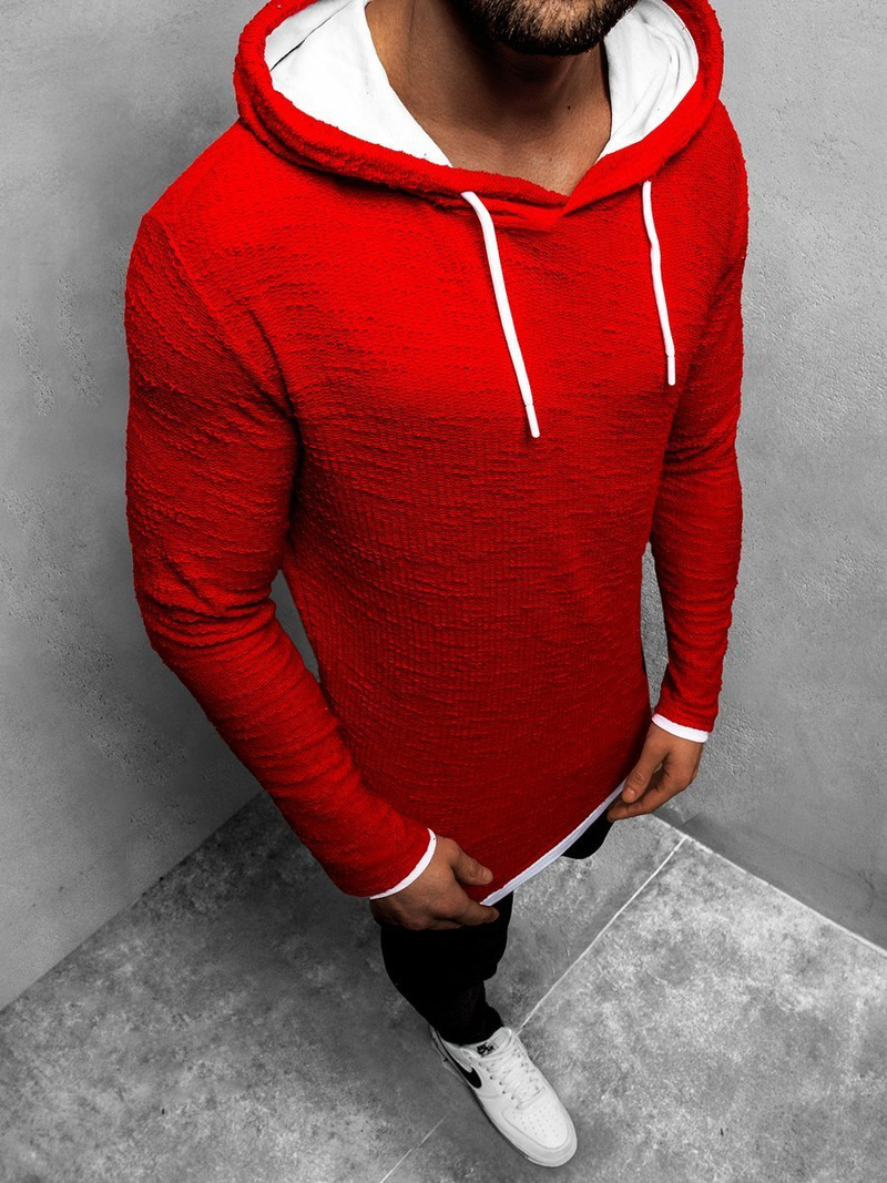 Ανδρικό φούτερ με κουκούλα Κόκκινο OZONEE O/1252Z