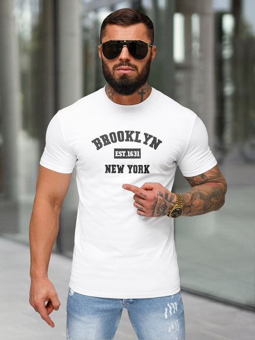 Ανδρικό μπλουζάκι λευκό OZONEE NB/MT3134