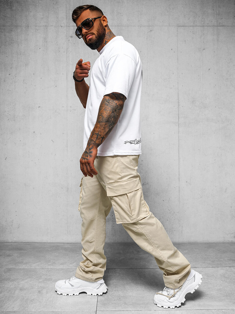 Ανδρικό παντελόνι μπεζ OZONEE O/G3179Z