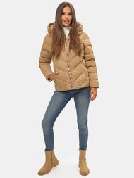 Γυναικείο χειμερινό μπουφάν Μπεζ OZONEE JS/M725/84