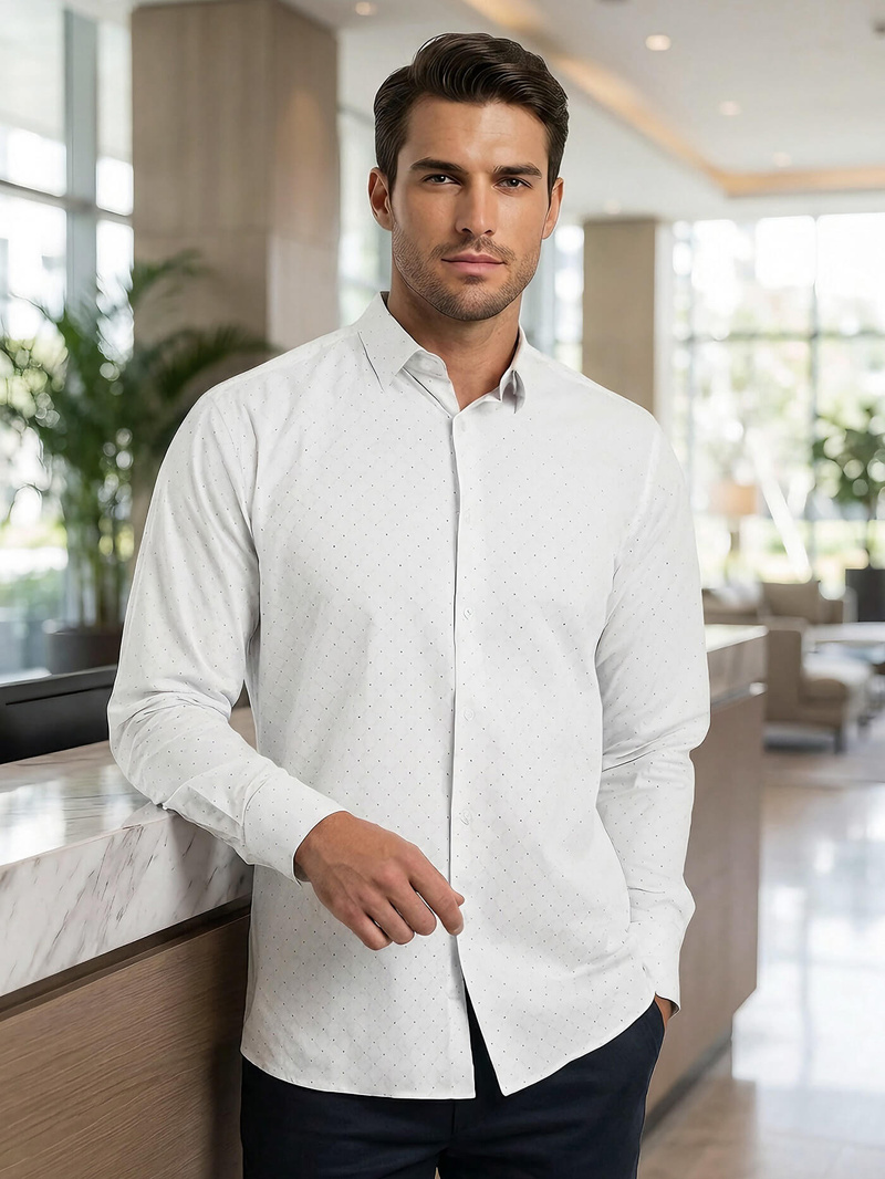 Ανδρικό πουκάμισο λευκό OZONEE V/V185Z