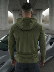 Ανδρικό βελούδινο Φούτερ με Kουκούλα Xακί OZONEE JS/8B1168/29Z