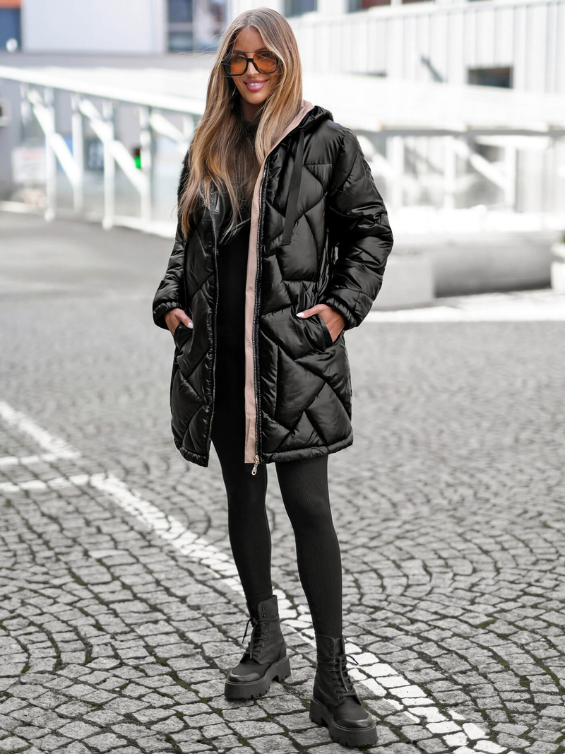 Γυναικείο μπουφάν μαύρο OZONEE JS/5M3189/392Z