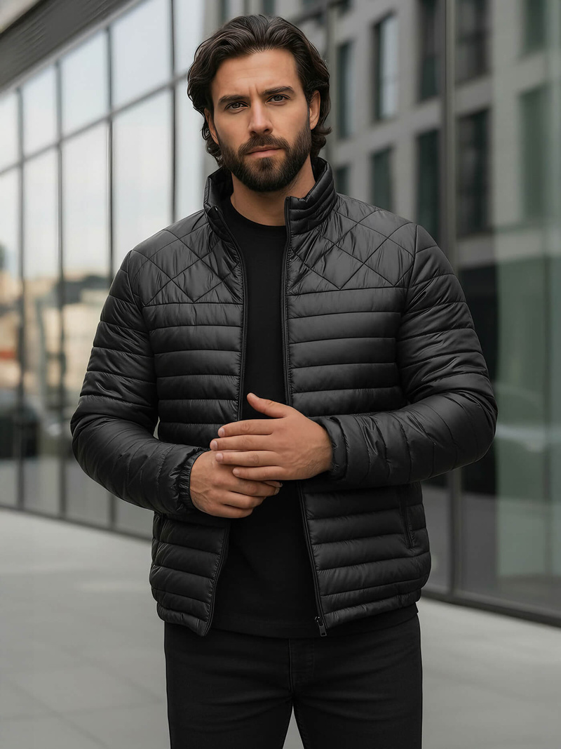 Ανδρικό μπουφάν mαύρος OZONEE JS/16M9328/392BZ