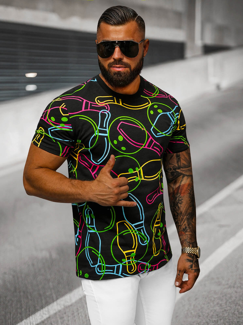 Ανδρικό μπλουζάκι μαύρο OZONEE O/T1272/3