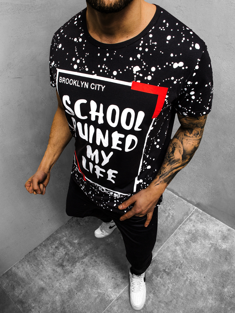 Ανδρικό μπλουζάκι μαύρο OZONEE JS/KS1978Z