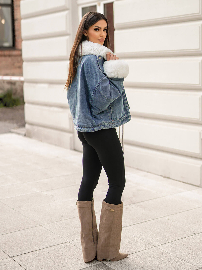 Γυναικείο τζιν μπουφάν mπλε OZONEE JS/11Z8219