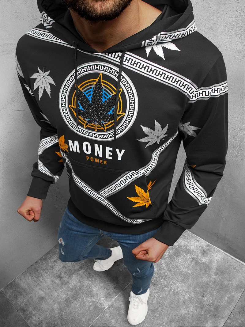 Ανδρικό Φούτερ με Κουκούλα μαύρο OZONEE O/HM656Z