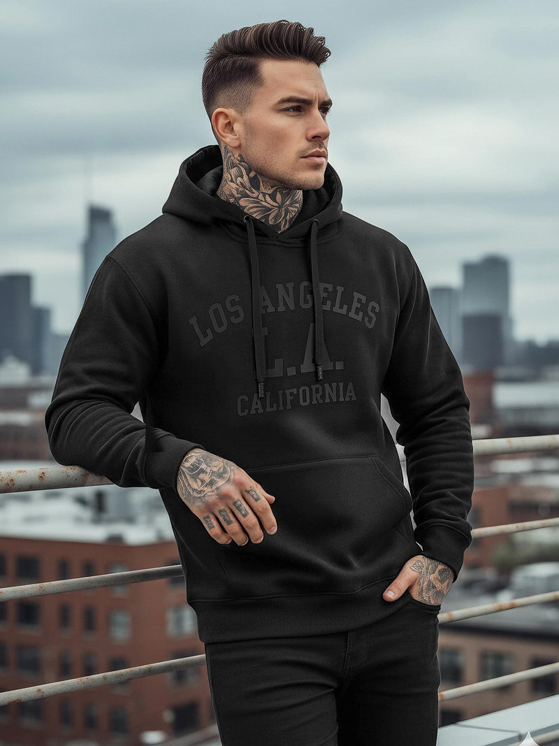 Ανδρικό Φούτερ με Κουκούλα μαύρο OZONEE JS/8B1972/3