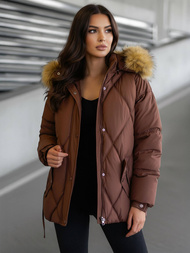Γυναικείο χειμερινό μπουφάν Σοκολάτα OZONEE JS/5M3329/158Z