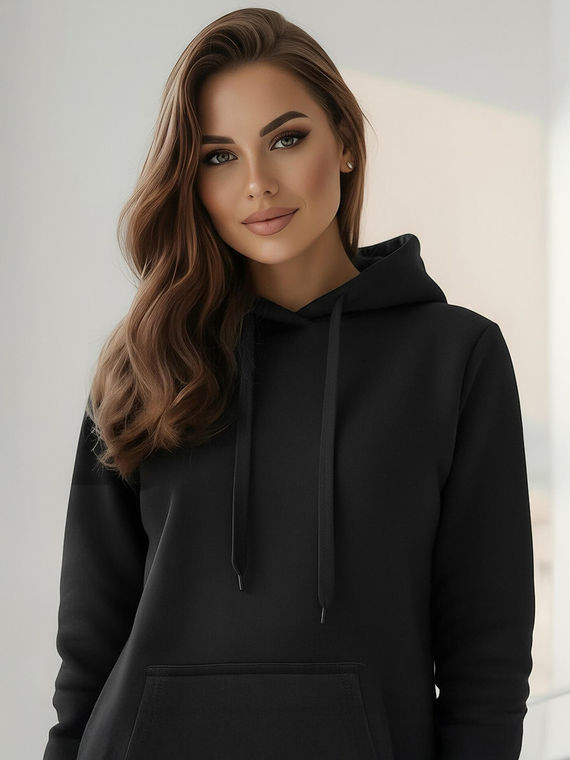 Γυναικείο φούτερ με κουκούλα μαύρο OZONEE JS/YS10003/3Z