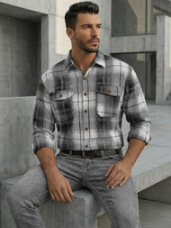 Ανδρικό πουκάμισο μαύρο άσπρο OZONEE NB/MC728N/4Z