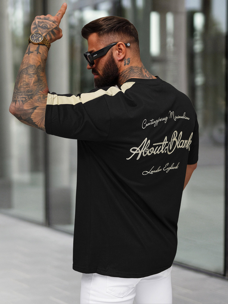 Ανδρικό μπλουζάκι μαύρο OZONEE O/QQ1195