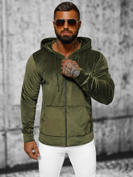 Ανδρικό βελούδινο Φούτερ με Kουκούλα Xακί OZONEE JS/8B1168/29