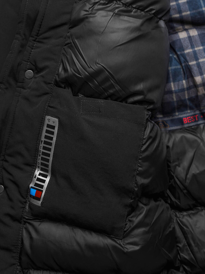 Ανδρικό χειμερινό μπουφάν mαύρος OZONEE JS/5M718/392