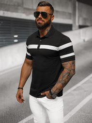 Ανδρική μπλούζα polo μαύρο OZONEE NB/MT3108